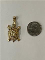 14K Yellow Gold Sea Turtle Pendant, 2.6g